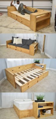 Ghế giường sofa gỗ thông