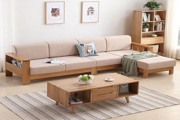 sofa gỗ sồi phòng khách